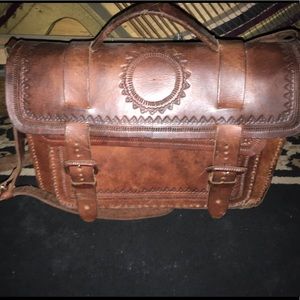 leather satchel unsigned unbranded tough saddlebag
